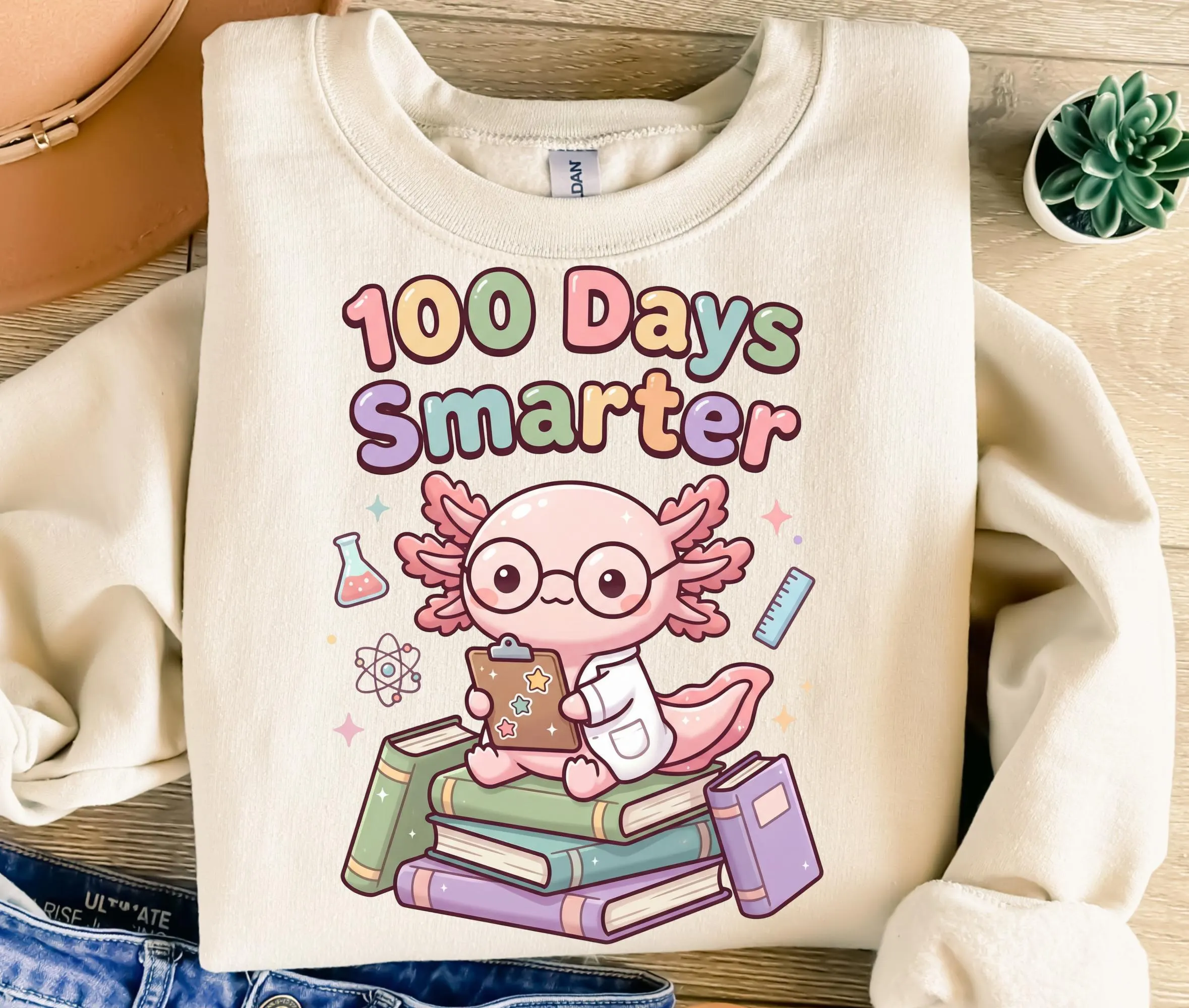 100 Days Smarter Axolotl Png