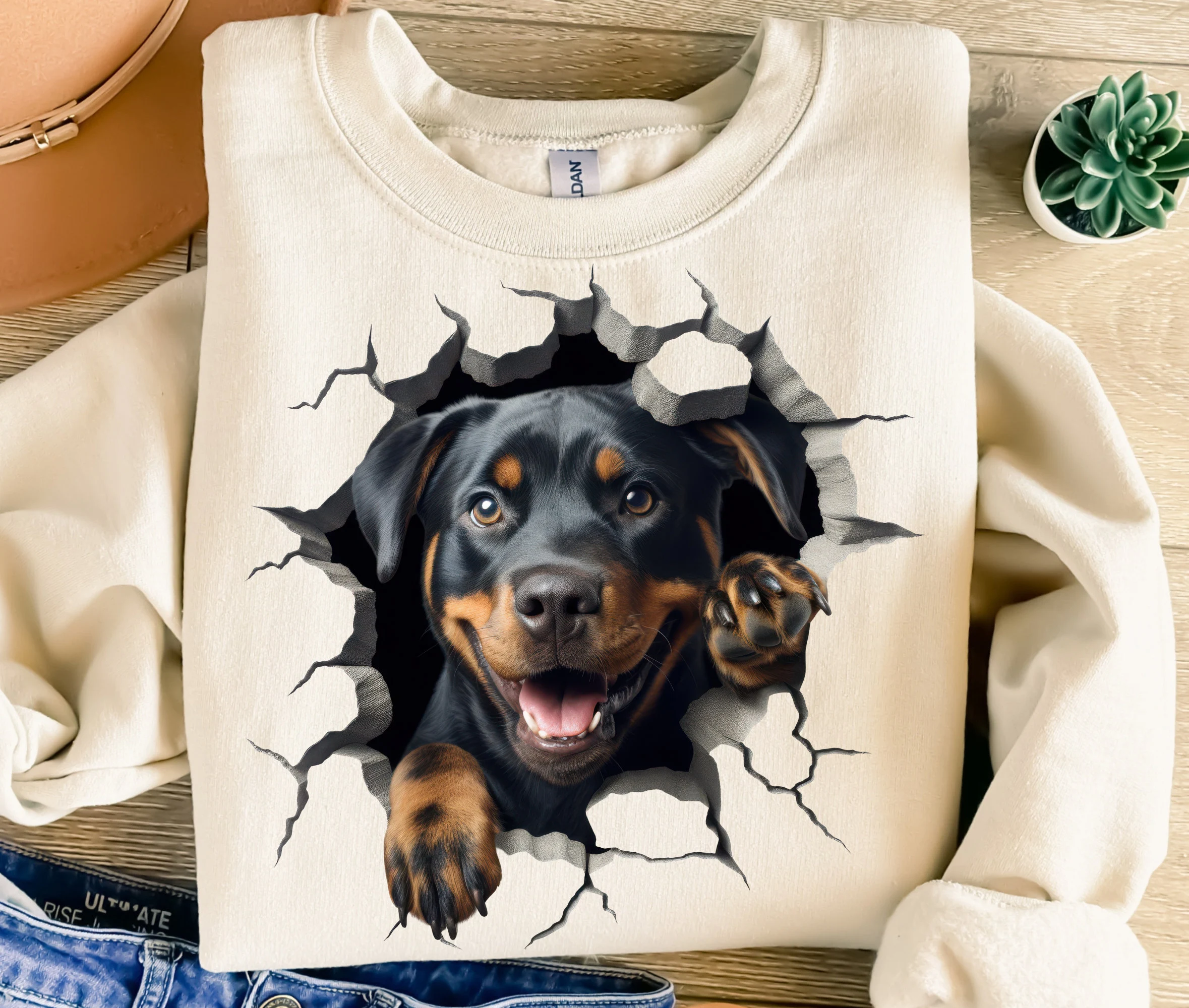 3D Rottweiler Hole In A Wall