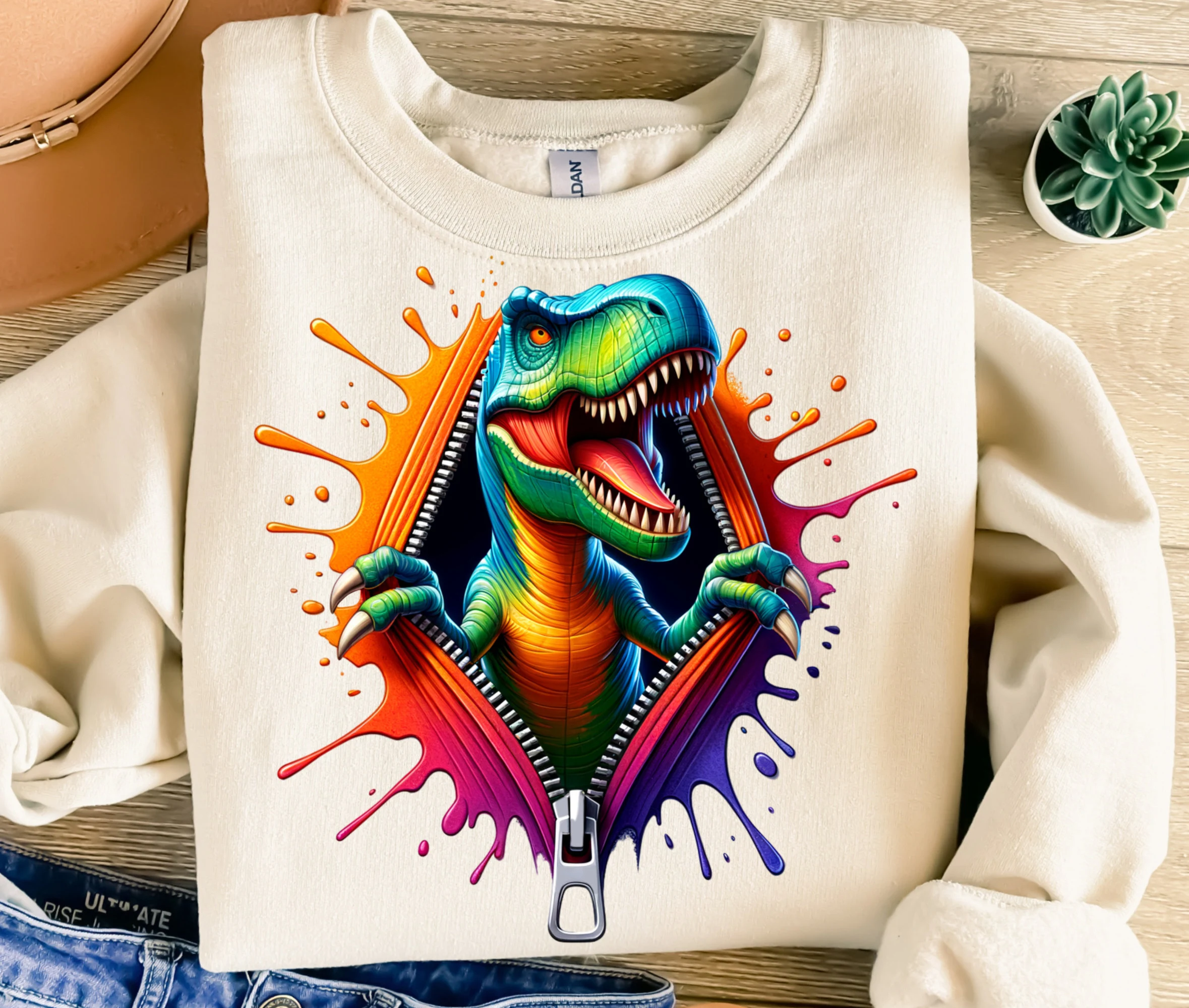 3D T Rex Zipper Png