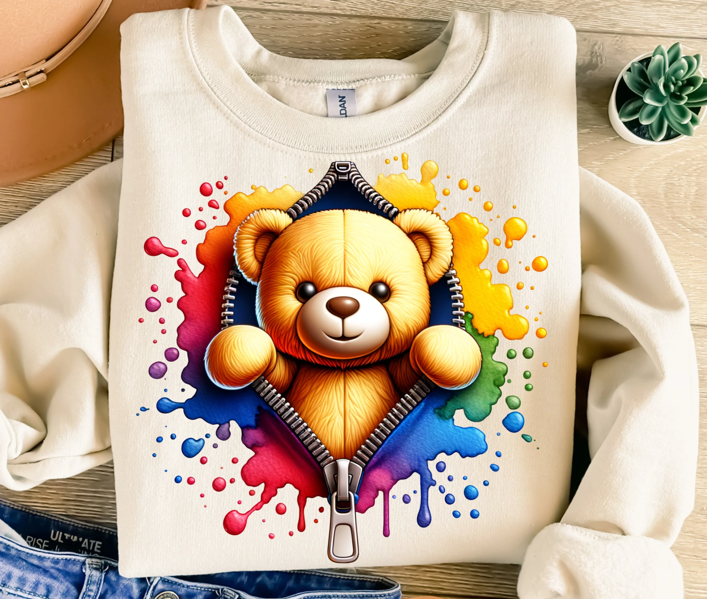 3D Teddy Bear Zipper Png