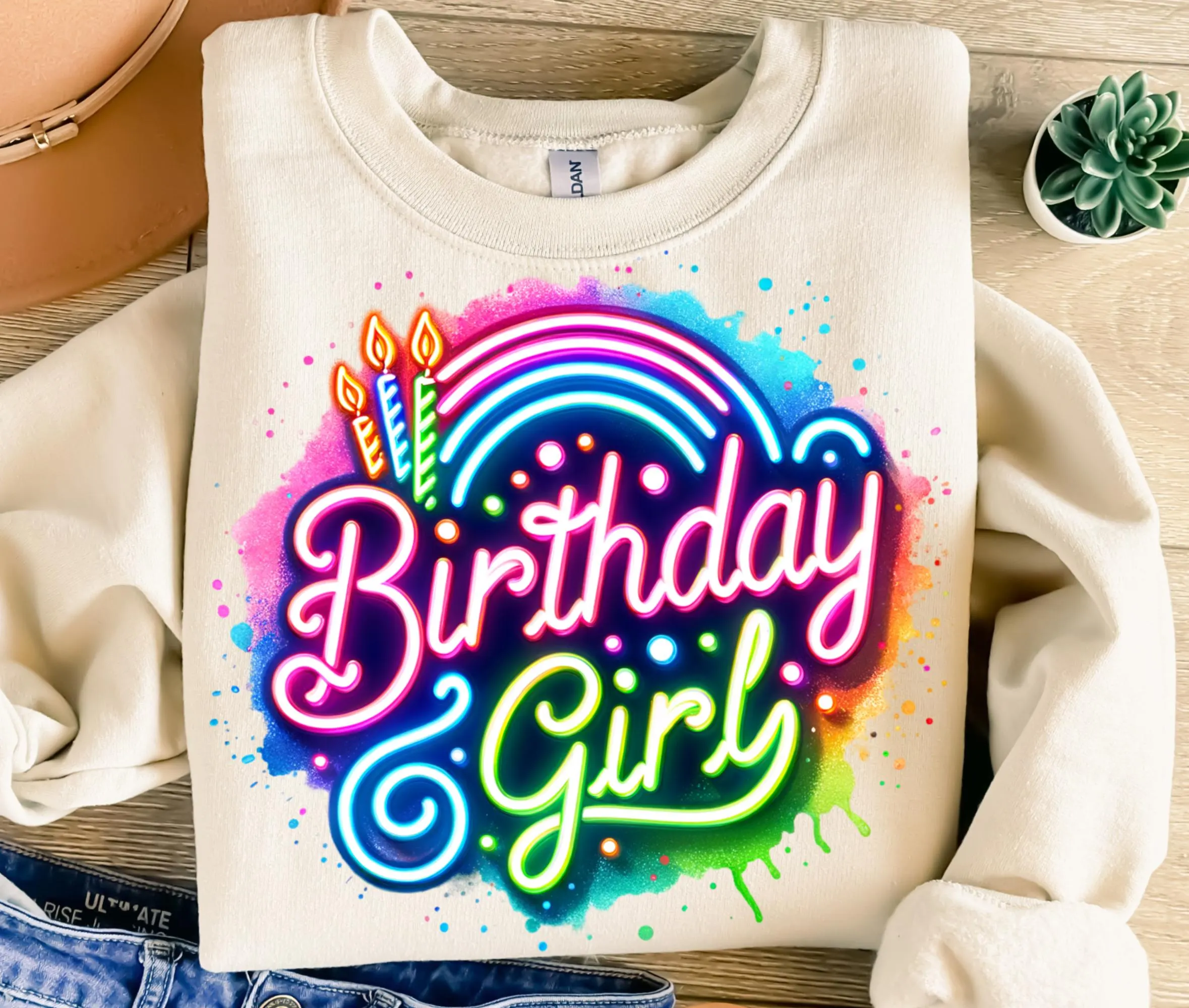 Colorful Neon Birthday Girl Png1