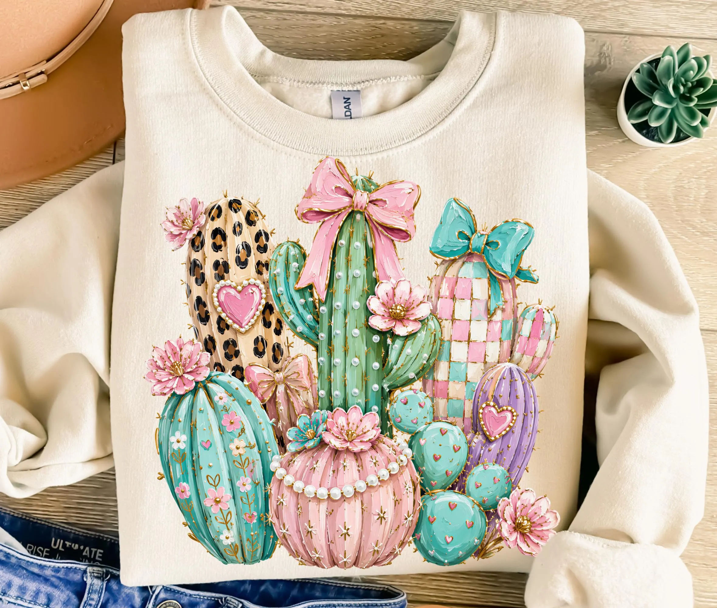 Coquette Preppy Cactus PNG