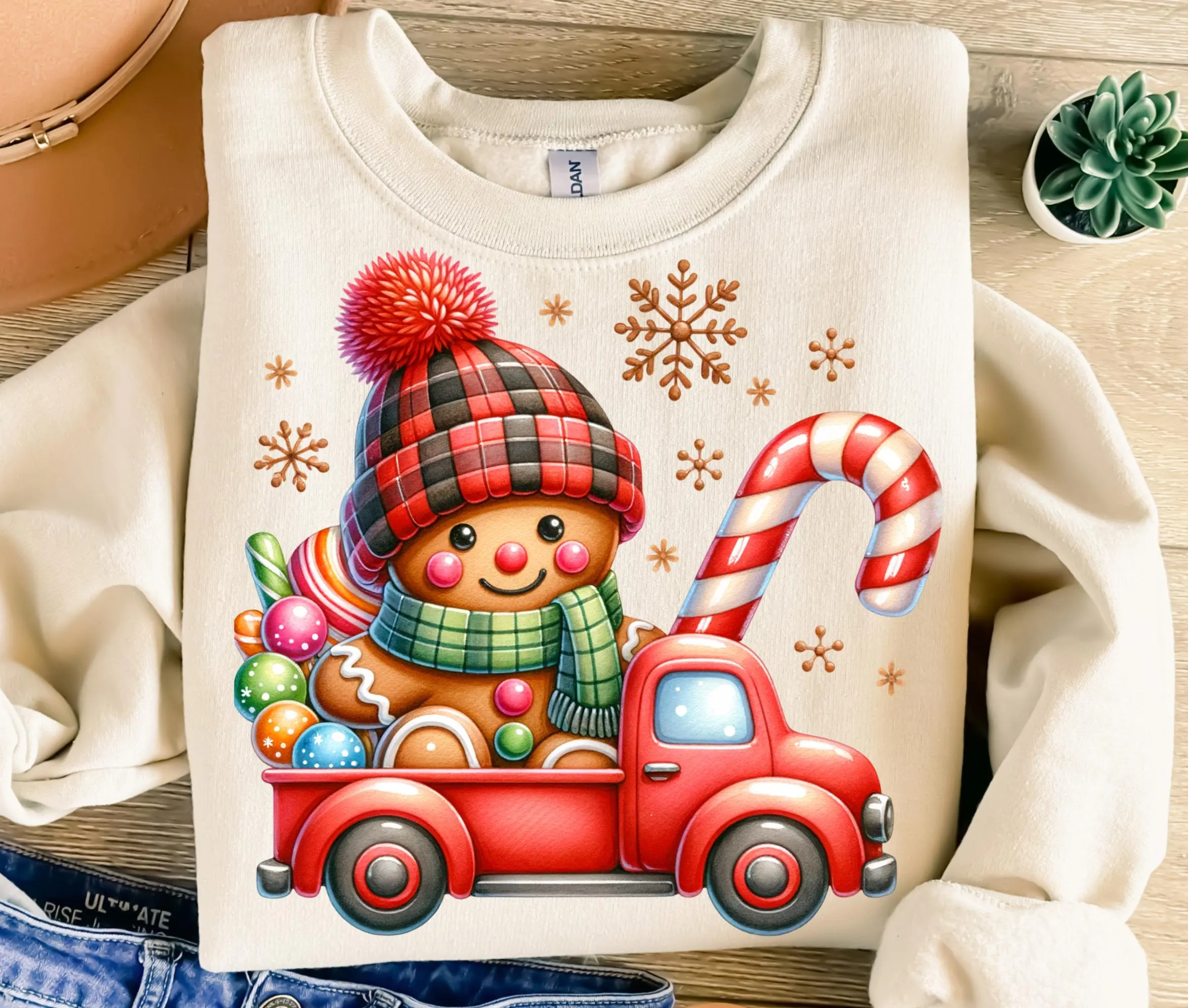 Gingerbread Man Red Truck Candies  Png