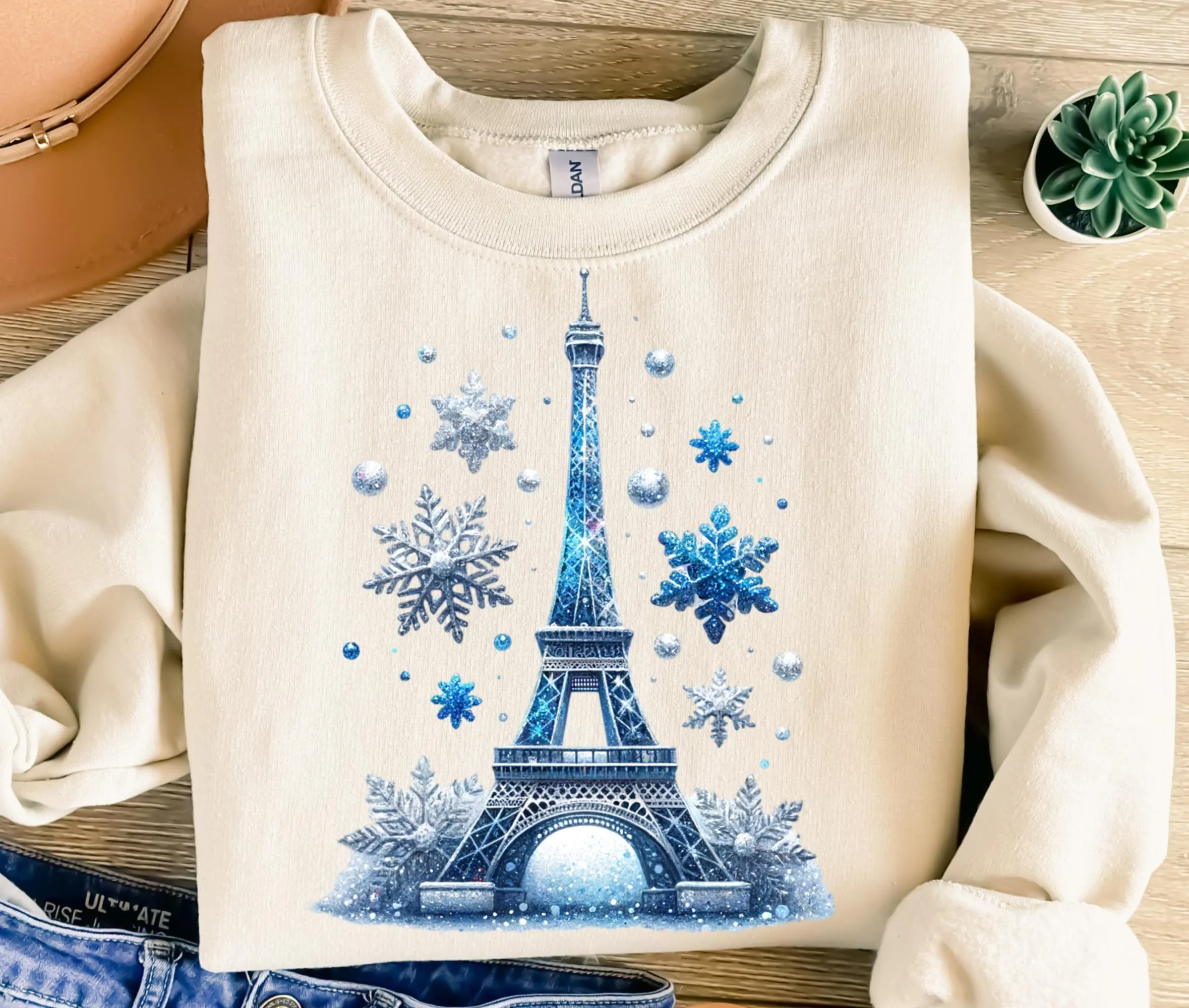 Winter Eiffel Tower Snowflakes Png