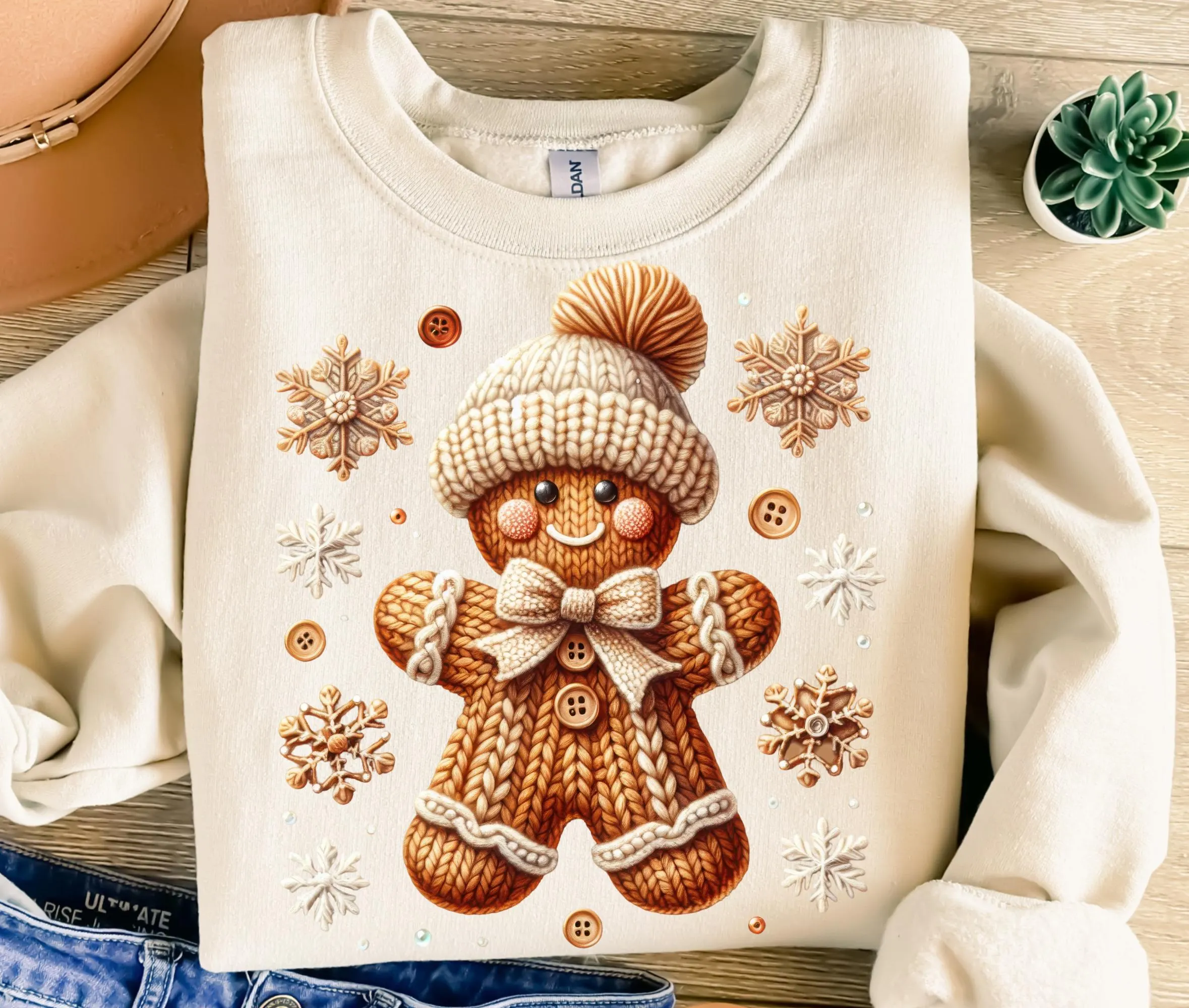 Yarn Gingerbread Man Snowflake Png