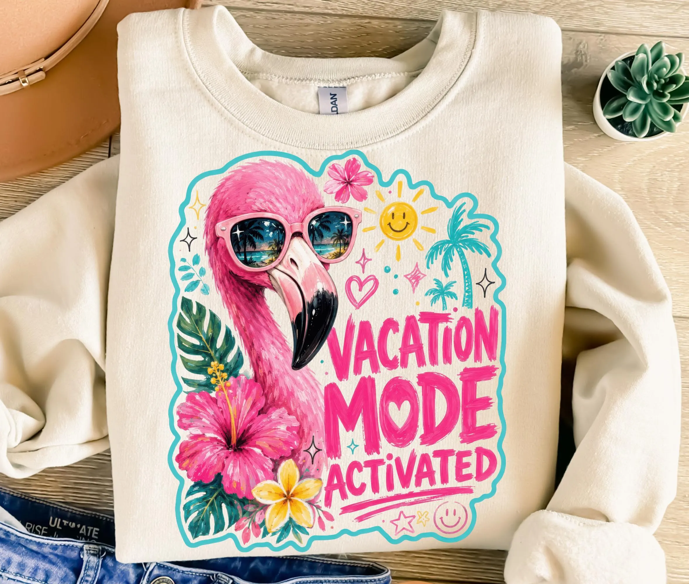 Flamingo Vacation Mode Activated PNG