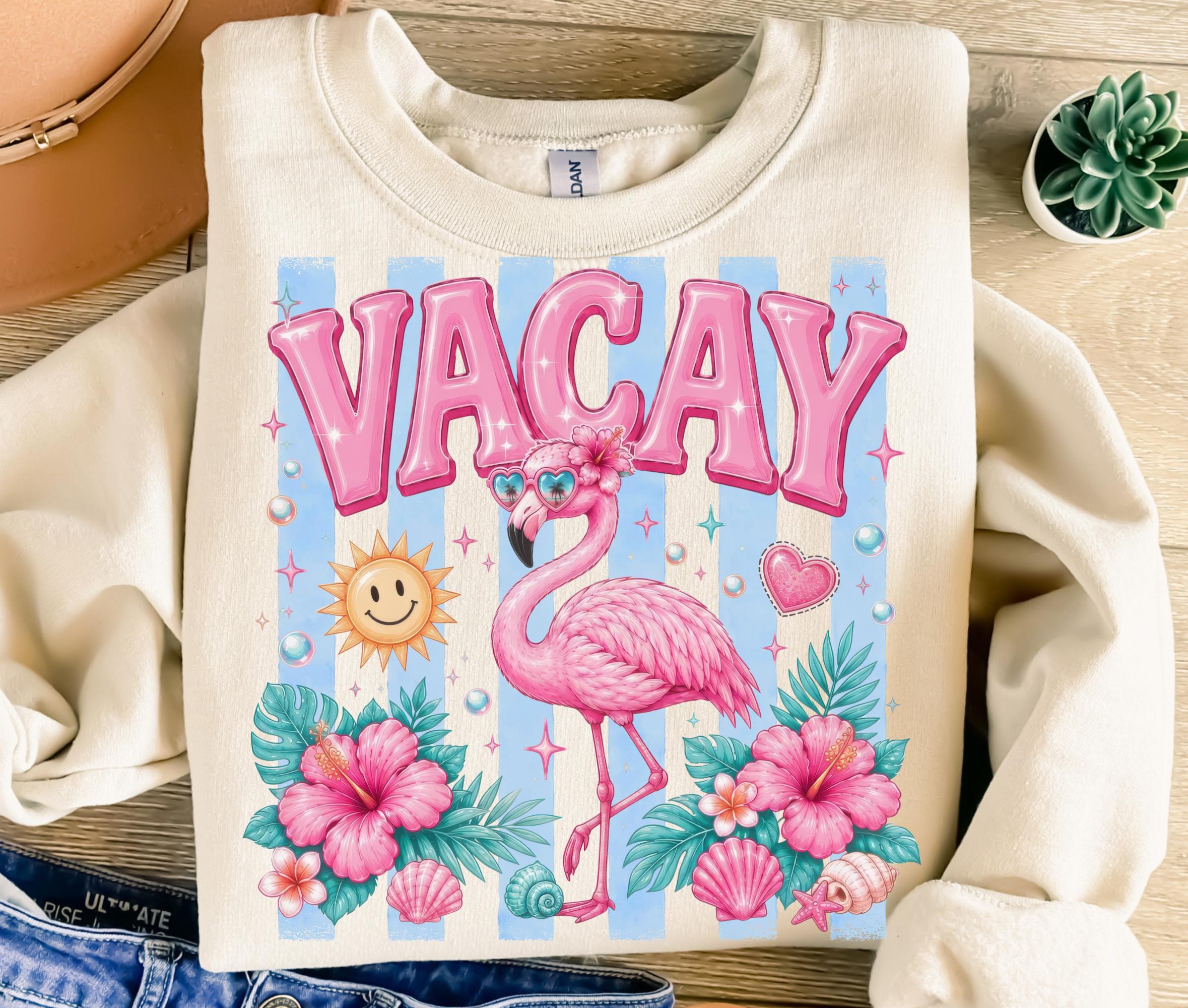 Preppy Flamingo Vacay PNG