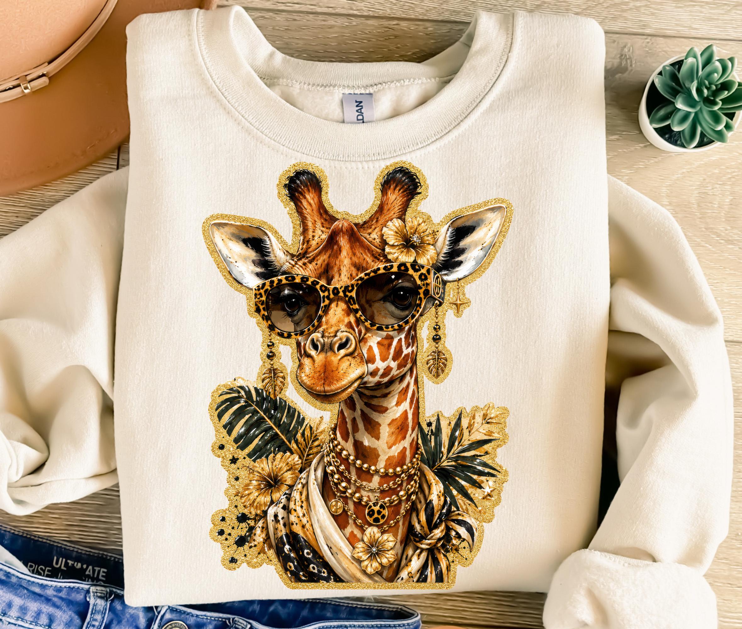 Preppy Glam Giraffe PNG