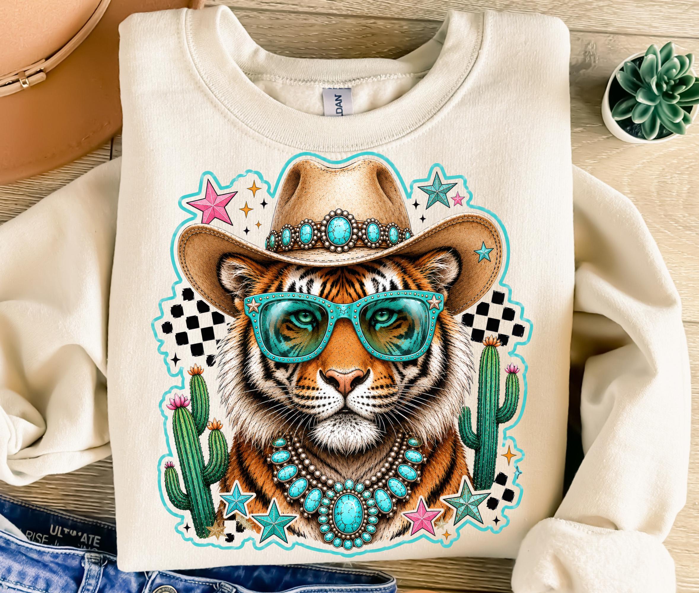 Preppy Western Tiger PNG